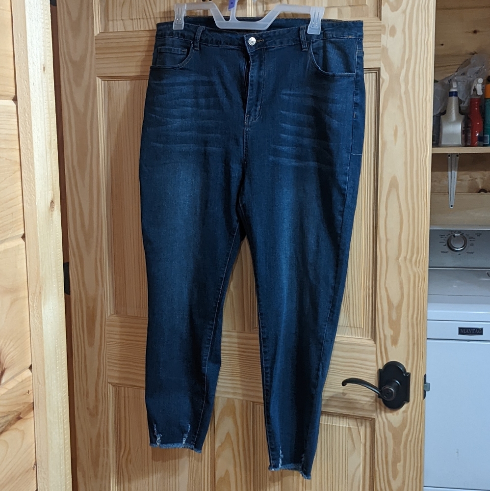 Distressed Hem Skinny Jeans
